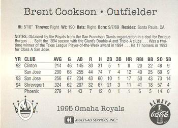 1995 Multi-Ad Omaha Royals #NNO Brent Cookson Back