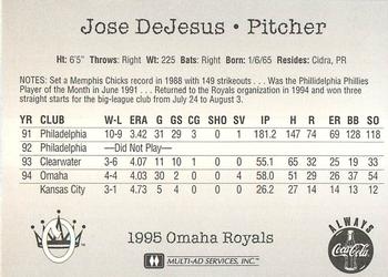 1995 Multi-Ad Omaha Royals #NNO Jose DeJesus Back