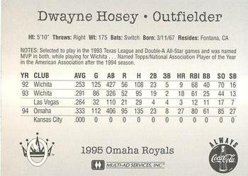 1995 Multi-Ad Omaha Royals #NNO Dwayne Hosey Back