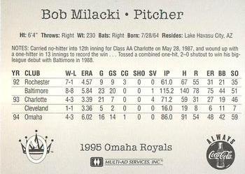 1995 Multi-Ad Omaha Royals #NNO Bob Milacki Back