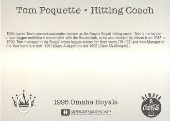 1995 Multi-Ad Omaha Royals #NNO Tom Poquette Back