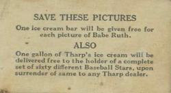1928 Tharp's Ice Cream (F50) #5 Gabby Hartnett Back