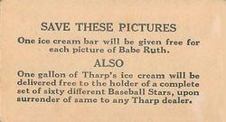 1928 Tharp's Ice Cream (F50) #52 Cy Williams Back
