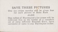 1928 Harrington Ice Cream (F50) #6 Babe Ruth Back