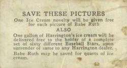 1928 Harrington Ice Cream (F50) #6 Babe Ruth Back