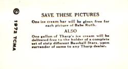 1972 TCMA 1928 Tharp's Ice Cream F50 Reprints #2 Walter Ruether Back