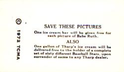 1972 TCMA 1928 Tharp's Ice Cream F50 Reprints #8 Herb Pennock Back