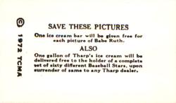 1972 TCMA 1928 Tharp's Ice Cream F50 Reprints #15 Clarence Mitchell Back