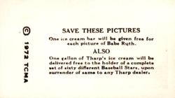 1972 TCMA 1928 Tharp's Ice Cream F50 Reprints #21 Earle Combs Back