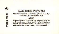 1972 TCMA 1928 Tharp's Ice Cream F50 Reprints #28 Tris Speaker Back