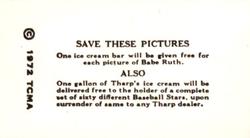 1972 TCMA 1928 Tharp's Ice Cream F50 Reprints #36 Sam Rice Back