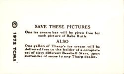 1972 TCMA 1928 Tharp's Ice Cream F50 Reprints #38 Sad Sam Jones Back