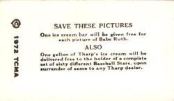 1972 TCMA 1928 Tharp's Ice Cream F50 Reprints #46 Bill Terry Back