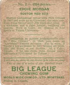 1934 World Wide Gum (V354) #2 Eddie Morgan Back