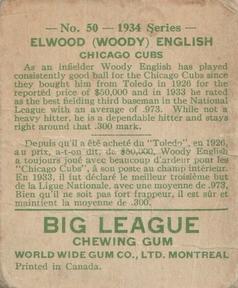 1934 World Wide Gum (V354) #50 Woody English Back