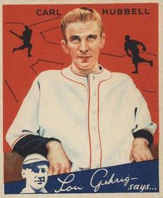 1934 World Wide Gum (V354) #71 Carl Hubbell Front