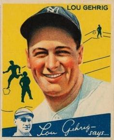 1934 World Wide Gum (V354) #92 Lou Gehrig Front
