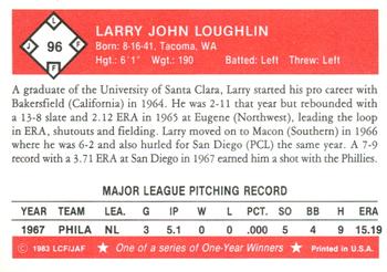 1983 Fritsch One Year Winners #96 Larry Loughlin Back