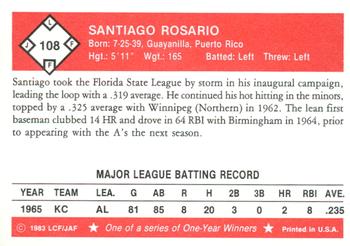 1983 Fritsch One Year Winners #108 Santiago Rosario Back