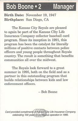 1995 Kansas City Royals Police #2 Bob Boone Back