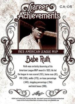2016 Leaf Babe Ruth Collection - Career Achievements #CA-05 Babe Ruth Back