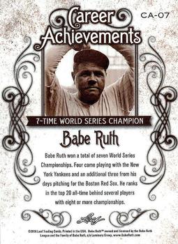 2016 Leaf Babe Ruth Collection - Career Achievements #CA-07 Babe Ruth Back
