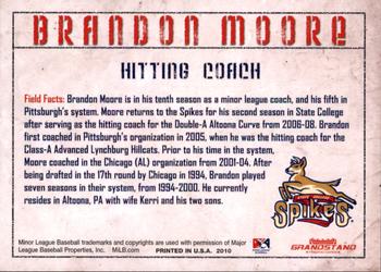 2010 Grandstand State College Spikes #NNO Brandon Moore Back