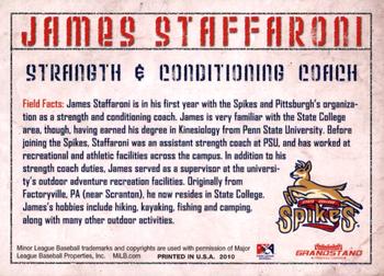 2010 Grandstand State College Spikes #NNO James Staffaroni Back