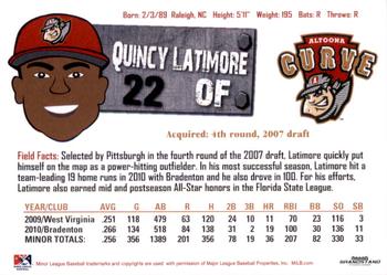 2011 Grandstand Altoona Curve #NNO Quincy Latimore Back