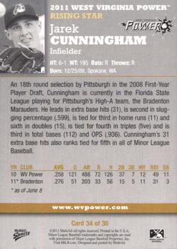 2011 MultiAd West Virginia Power #34 Jarek Cunningham Back