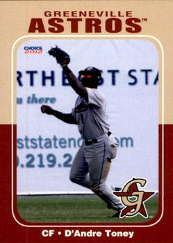 2012 Choice Greeneville Astros #27 D'Andre Toney Front