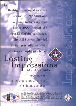 2000 Upper Deck Ultimate Victory - Lasting Impressions #L7 Ivan Rodriguez  Back