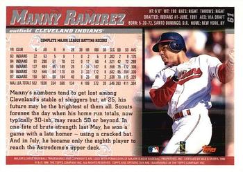1998 Topps Opening Day #61 Manny Ramirez Back