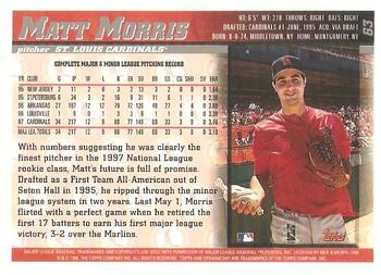 1998 Topps Opening Day #63 Matt Morris Back