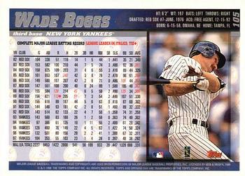 1998 Topps Opening Day #105 Wade Boggs Back