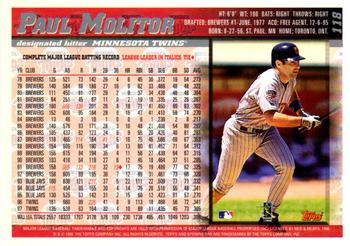 1998 Topps Opening Day #118 Paul Molitor Back