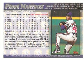 1998 Topps Opening Day #165 Pedro Martinez Back