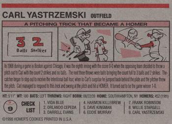 1998 Homers Cookies #9 Carl Yastrzemski Back