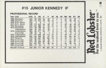 1982 Red Lobster Chicago Cubs #NNO Junior Kennedy Back