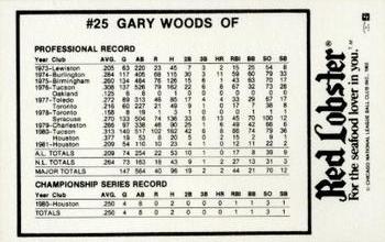 1982 Red Lobster Chicago Cubs #NNO Gary Woods Back