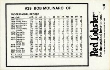 1982 Red Lobster Chicago Cubs #NNO Bob Molinaro Back