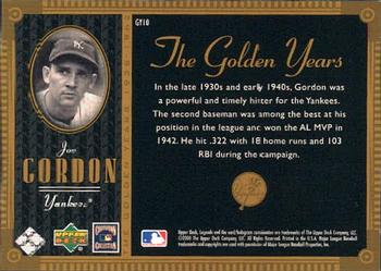 2000 Upper Deck Yankees Legends - The Golden Years #GY10 Joe Gordon  Back