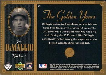 2000 Upper Deck Yankees Legends - The Golden Years #GY1 Joe DiMaggio  Back