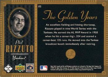 2000 Upper Deck Yankees Legends - The Golden Years #GY2 Phil Rizzuto  Back