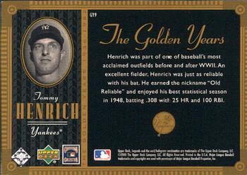 2000 Upper Deck Yankees Legends - The Golden Years #GY9 Tommy Henrich  Back