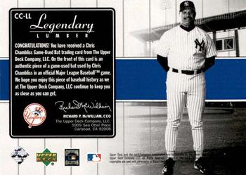 2000 Upper Deck Yankees Legends - Legendary Lumber #CC-LL Chris Chambliss  Back