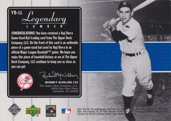 2000 Upper Deck Yankees Legends - Legendary Lumber #YB-LL Yogi Berra  Back