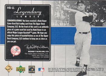 2000 Upper Deck Yankees Legends - Legendary Lumber Gold #HB-LL Hank Bauer  Back