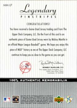2000 Upper Deck Legends Legendary Game Jerseys Mickey Mantle #J-MM, Lot  #43036
