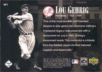 2000 Upper Deck Yankees Legends - Monument Park #MP1 Lou Gehrig  Back